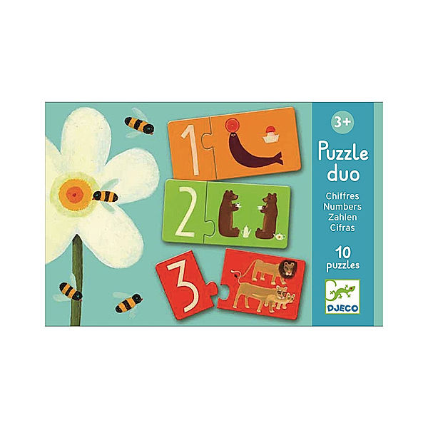 Djeco Puzzle Duo NUMMERN 10x2-teilig in bunt