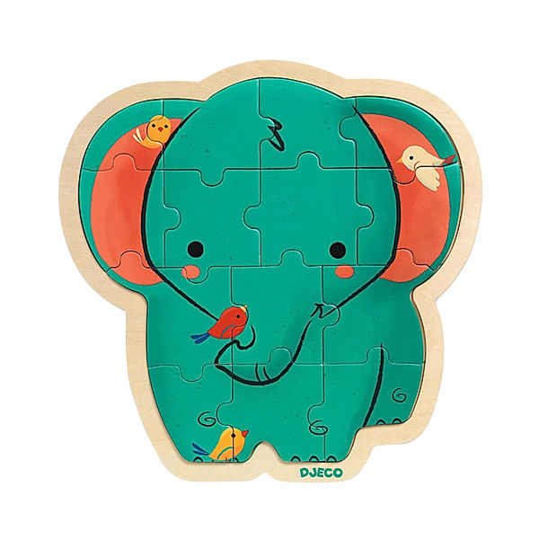 Djeco Puzzle ELEFANT 14-teilig aus Holz