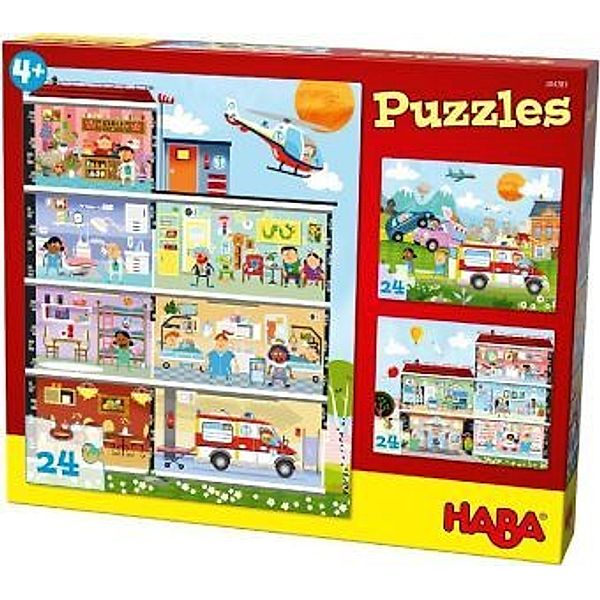 HABA Puzzle KLEINES KRANKENHAUS 3x24-teilig