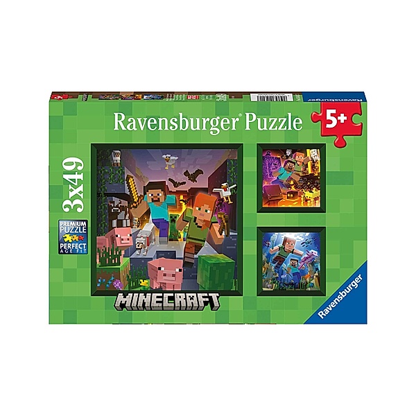 Ravensburger Verlag Puzzle MINECRAFT - BIOMES 3 Stück a 49 Teile