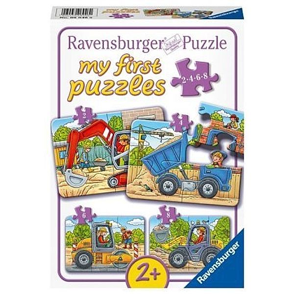 Ravensburger Verlag Puzzle MY FIRST PUZZLES – MEINE LIEBSTEN BAUSTELLENFAHRZEUGE 2/4/6/8-teilig