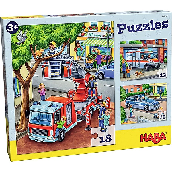 HABA Puzzle POLIZEI, FEUERWEHR & Co. 12/15/18-teilig