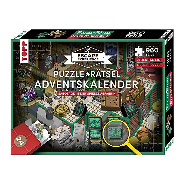 Frech Puzzle-Rätsel-Adventskalender - Sabotage in der Spielzeugfabrik. 24 Puzzles mit insgesamt 960 Teilen, Hans Pieper
