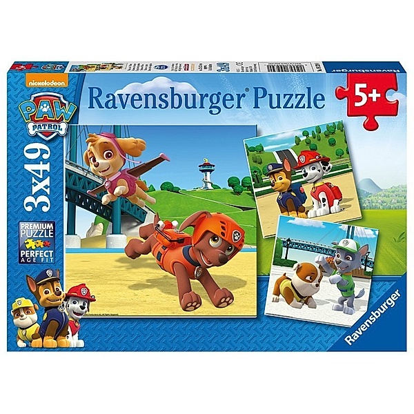 Ravensburger Verlag Puzzle TEAM AUF 4 PFOTEN 3x49-teilig
