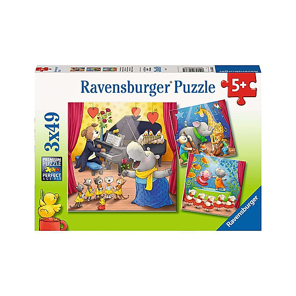 Ravensburger Verlag Puzzle TIERE AUF DER BÜHNE 3x49-teilig