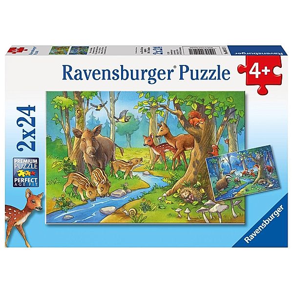 Ravensburger Verlag Puzzle TIERE DES WALDES 2x24-teilig
