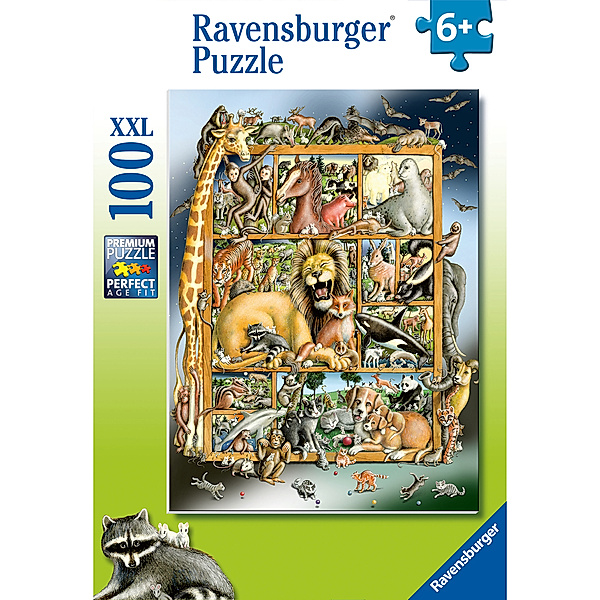 Ravensburger Verlag Puzzle TIERE IM REGAL (100 Teile)