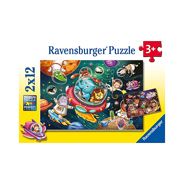 Ravensburger Verlag Puzzle TIERE IM WELTALL 2 Stück a 12 Teile