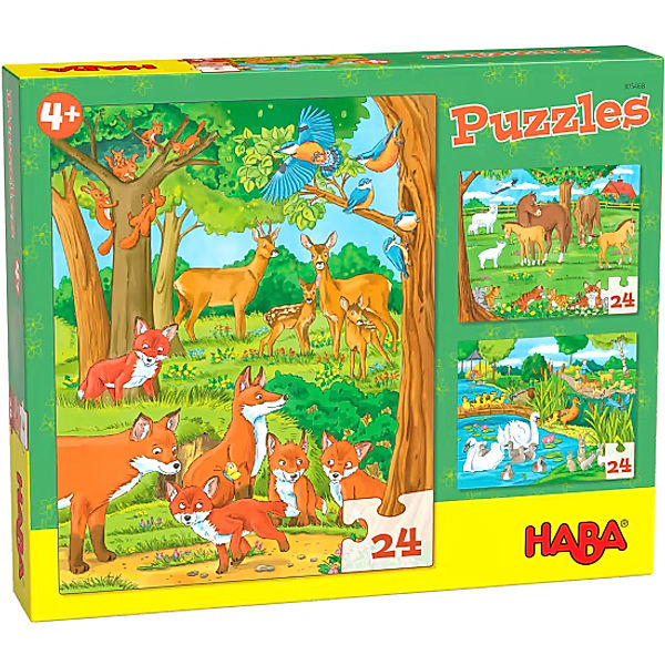 HABA Puzzle TIERFAMILIEN 3x24-teilig
