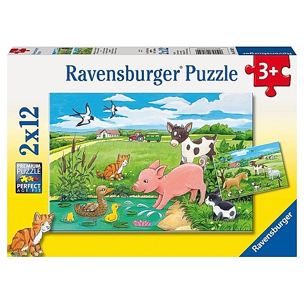 Ravensburger Verlag Puzzle TIERKINDER AUF DEM LAND 2x12-teilig