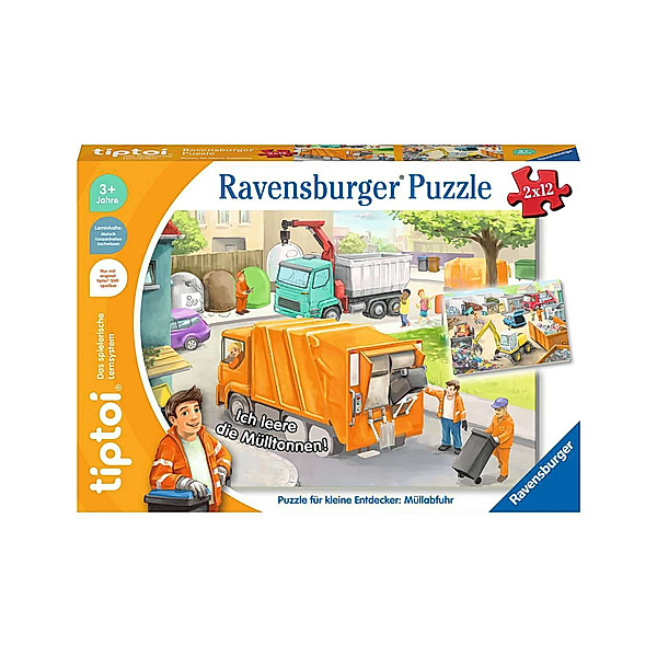 Ravensburger Verlag Puzzle tiptoi® PUZZLE FÜR KLEINE ENTDECKER: MÜLLABFUHR 2x12-teilig