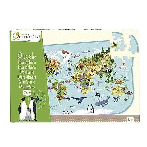 Clairefontaine, ExaClair Puzzle, Weltkarte 27x5,5x18,5cm (Kinderpuzzle)