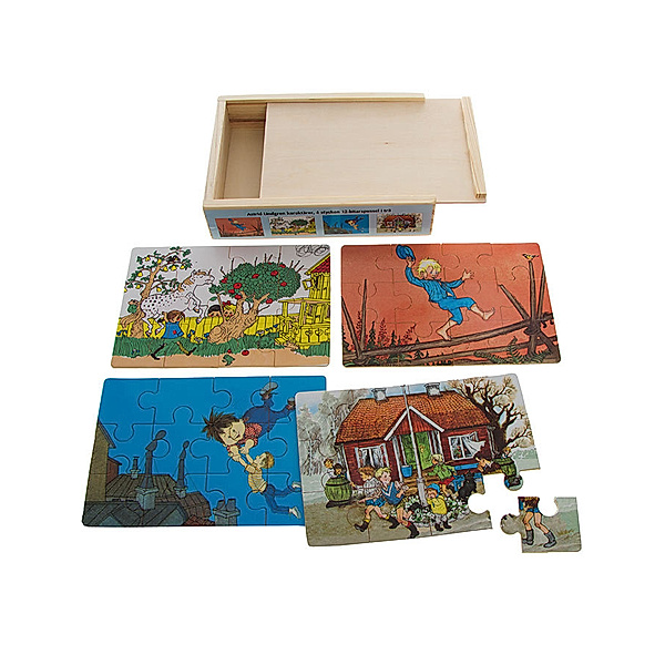 Scandic Toys Puzzlebox Lindgren 4x12-teilig in bunt