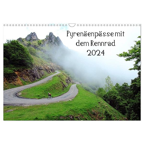 Pyrenäenpässe mit dem Rennrad 2024 (Wandkalender 2024 DIN A3 quer), CALVENDO Monatskalender, Matthias Rotter