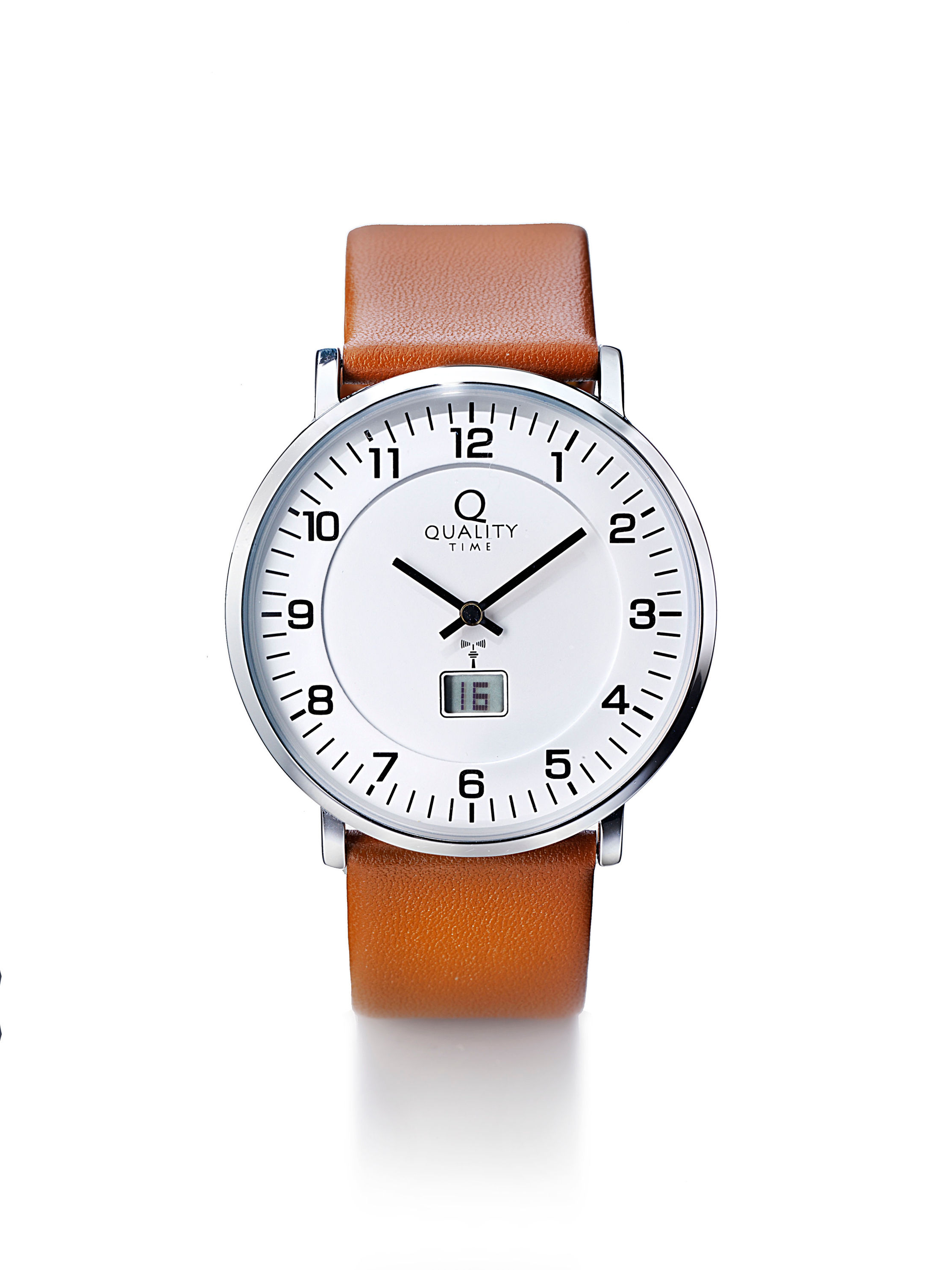 QT Herren Funk-Armbanduhr Wireless Leder, Farbe: braun | Weltbild.at
