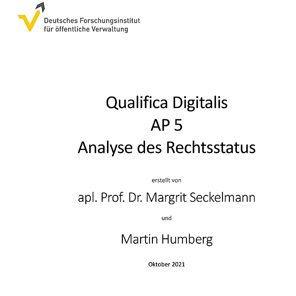 Qualifica Digitalis - Analyse des Rechtsstatus, Margrit Seckelmann, Martin Humberg