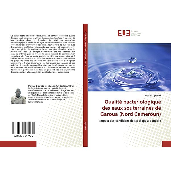 Qualité bactériologique des eaux souterraines de Garoua (Nord Cameroun), Moussa Djaouda