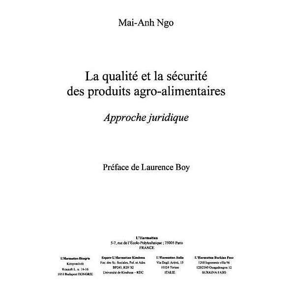 Qualite et la securite des produits agro / Hors-collection, Mignot Fabrice