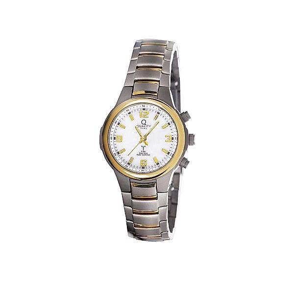 Quality Time SolarDrive Funk-Armbanduhr Titan-Bicolor (Ausführung: Damen)