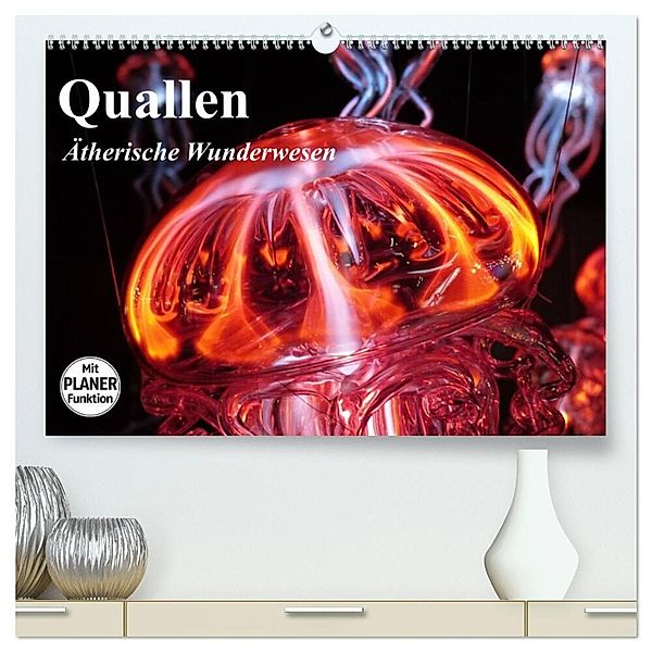 Quallen. Ätherische Wunderwesen (hochwertiger Premium Wandkalender 2024 DIN A2 quer), Kunstdruck in Hochglanz, Elisabeth Stanzer