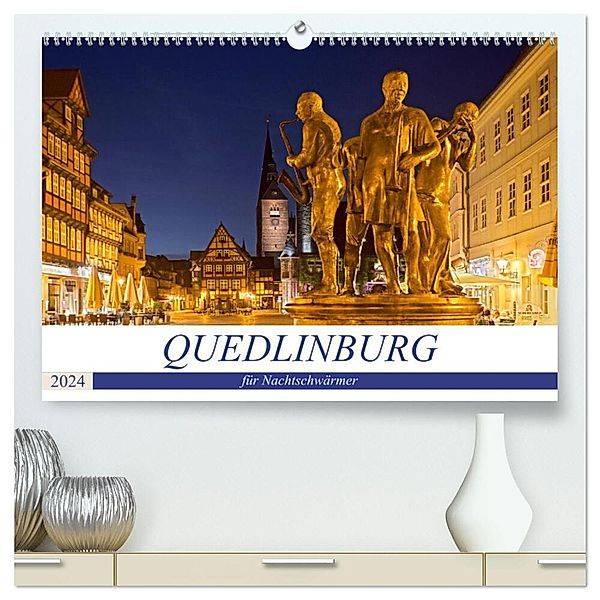 QUEDLINBURG FÜR NACHTSCHWÄRMER (hochwertiger Premium Wandkalender 2024 DIN A2 quer), Kunstdruck in Hochglanz, U boeTtchEr