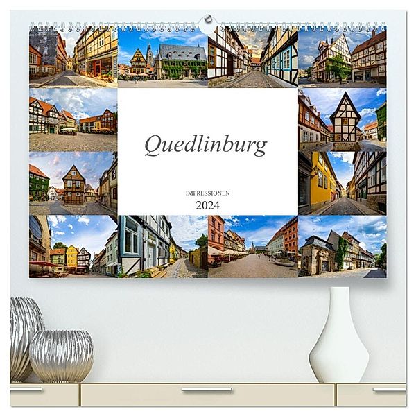 Quedlinburg Impressionen (hochwertiger Premium Wandkalender 2024 DIN A2 quer), Kunstdruck in Hochglanz, Dirk Meutzner