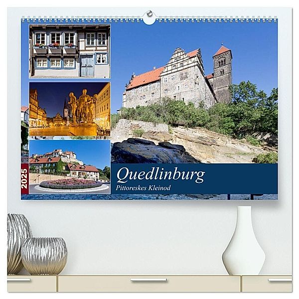 Quedlinburg - Pittoreskes Kleinod (hochwertiger Premium Wandkalender 2025 DIN A2 quer), Kunstdruck in Hochglanz, Calvendo, U boeTtchEr