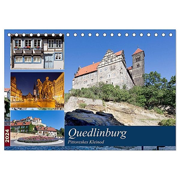 Quedlinburg - Pittoreskes Kleinod (Tischkalender 2024 DIN A5 quer), CALVENDO Monatskalender, U boeTtchEr