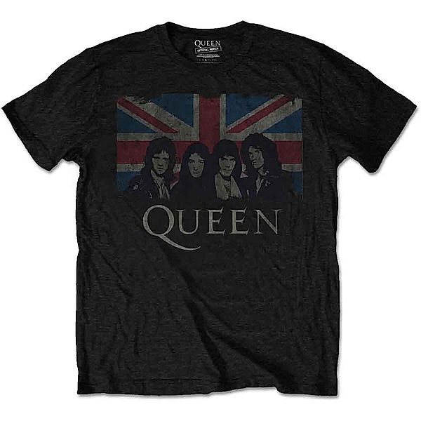 Queen T-Shirt Vintage Union Jack, Farbe: Schwarz, Größe: M (Fanartikel)