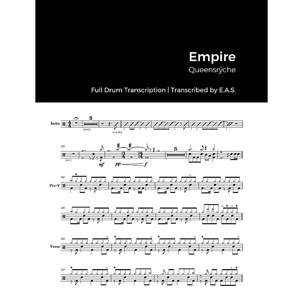Queensrÿche - Empire (Full Album Drum Transcriptions) / Full Album Drum Transcriptions, Evan Aria Serenity
