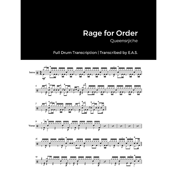 Queensrÿche - Rage for Order (Full Album Drum Transcriptions) / Full Album Drum Transcriptions, Evan Aria Serenity