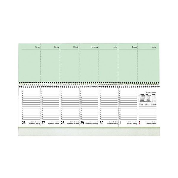 Querkalender 2021 36,2x13,6cm 1W/2S grün 137-0013