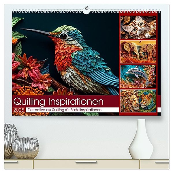 Quilling Inspirationen (hochwertiger Premium Wandkalender 2025 DIN A2 quer), Kunstdruck in Hochglanz, Calvendo, Kerstin Waurick