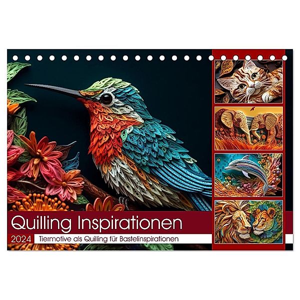 Quilling Inspirationen (Tischkalender 2024 DIN A5 quer), CALVENDO Monatskalender, Kerstin Waurick