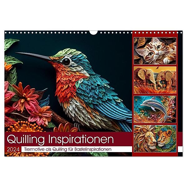 Quilling Inspirationen (Wandkalender 2024 DIN A3 quer), CALVENDO Monatskalender, Kerstin Waurick