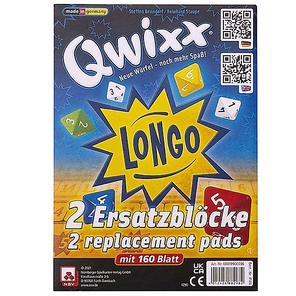 Nürnberger-Spielkarten-Verlag Qwixx Longo Ersatzblöcke, Qwixx Longo Ersatzblöcke