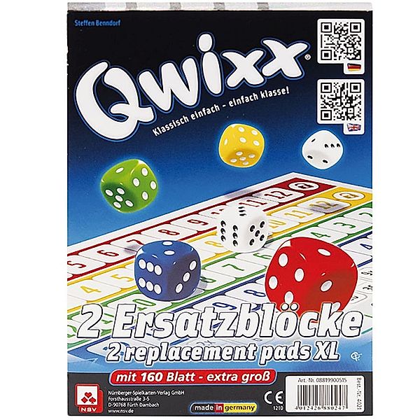 Nürnberger-Spielkarten-Verlag Qwixx XL - Ersatzblöcke (2er)