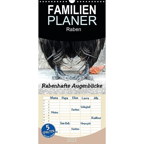 Rabenhafte Augenblicke - Familienplaner hoch (Wandkalender 2021 , 21 cm x 45 cm, hoch), Meike AJo. Dettlaff