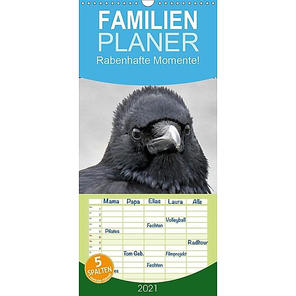 Rabenhafte Momente! - Familienplaner hoch (Wandkalender 2021 , 21 cm x 45 cm, hoch), Meike AJo. Dettlaff