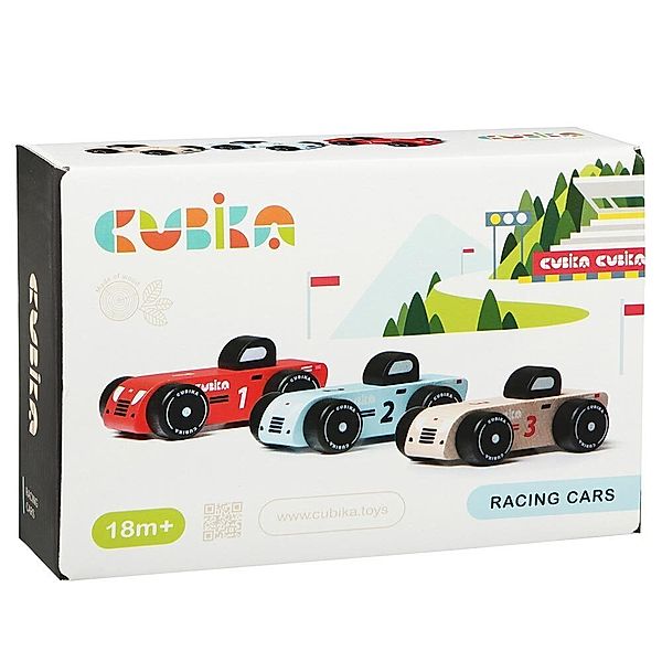 cubika Racing Cars aus Holz, 3 Stk.