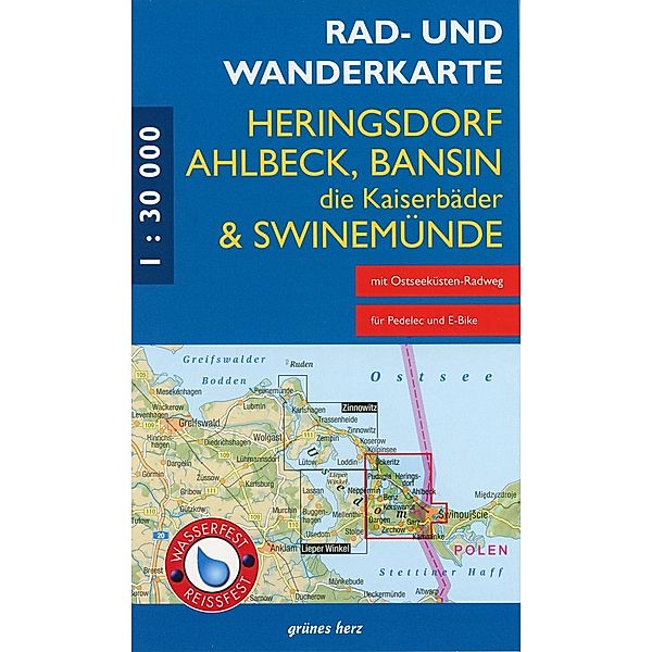 Rad- und Wanderkarte Heringsdorf, Ahlbeck, Bansin - Die Kaiserbäder und Swinemünde