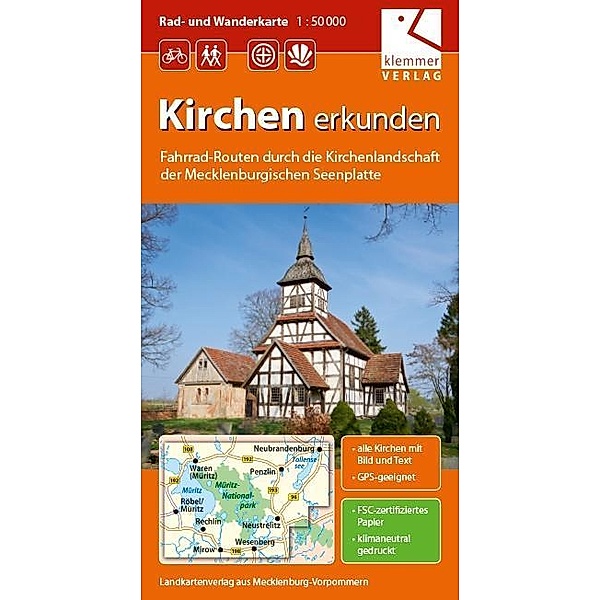 Rad- und Wanderkarte Kirchen erkunden in der Mecklenburgisch, Christian Kuhlmann, Thomas Wachter, Klaus Klemmer