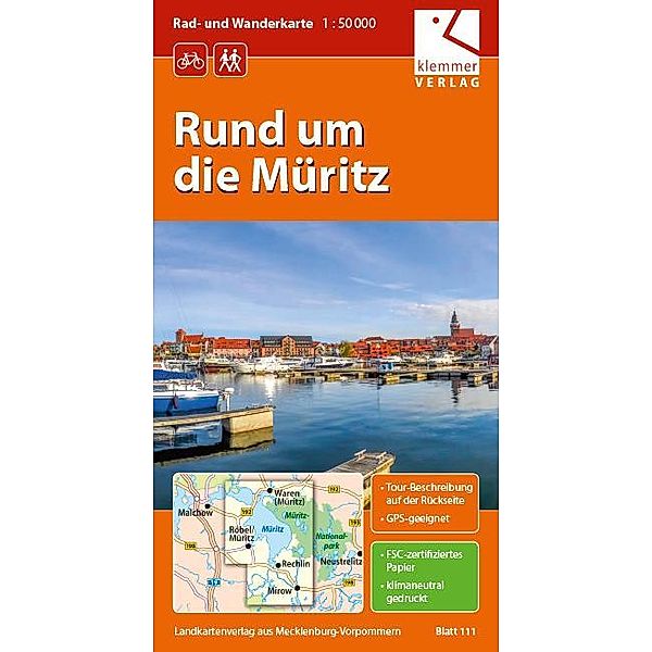 Rad- und Wanderkarte Rund um die Müritz 1 : 50 000, Christian Kuhlmann, Thomas Wachter, Klaus Klemmer