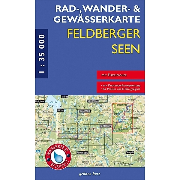 Rad-, Wander- und Gewässerkarte Feldberger Seen; .