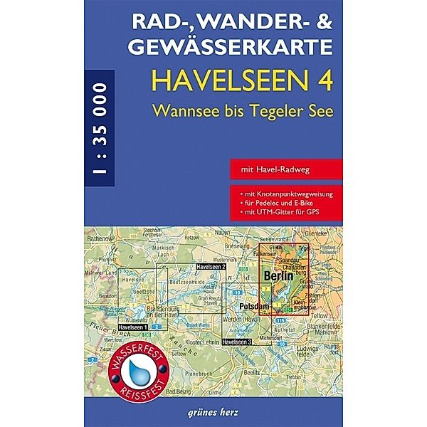 Rad-, Wander- und Gewässerkarte Havelseen, Wannsee bis Tegeler See.Bl.4