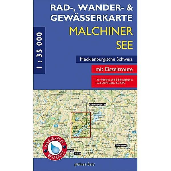 Rad-, Wander- und Gewässerkarte Malchiner See, Mecklenburgische Schweiz