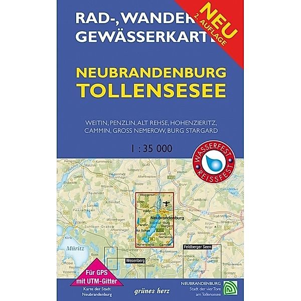 Rad-, Wander- und Gewässerkarte Neubrandenburg - Tollensesee