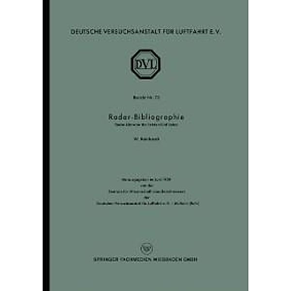 Radar-Bibliographie / DVL Berichte Bd.73, Wolfgang Reinhardt