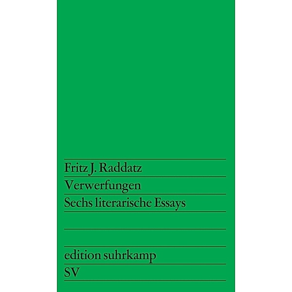 Raddatz, F: Verwerfungen, Fritz J. Raddatz