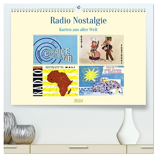 Radio Nostalgie Karten aus aller Welt (hochwertiger Premium Wandkalender 2024 DIN A2 quer), Kunstdruck in Hochglanz, Henning von Löwis of Menar